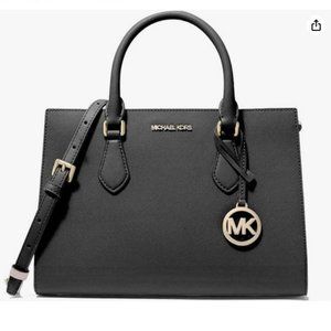 Michael Kors handbag for women Sheila satchel medium (Black With Gold Hardware)